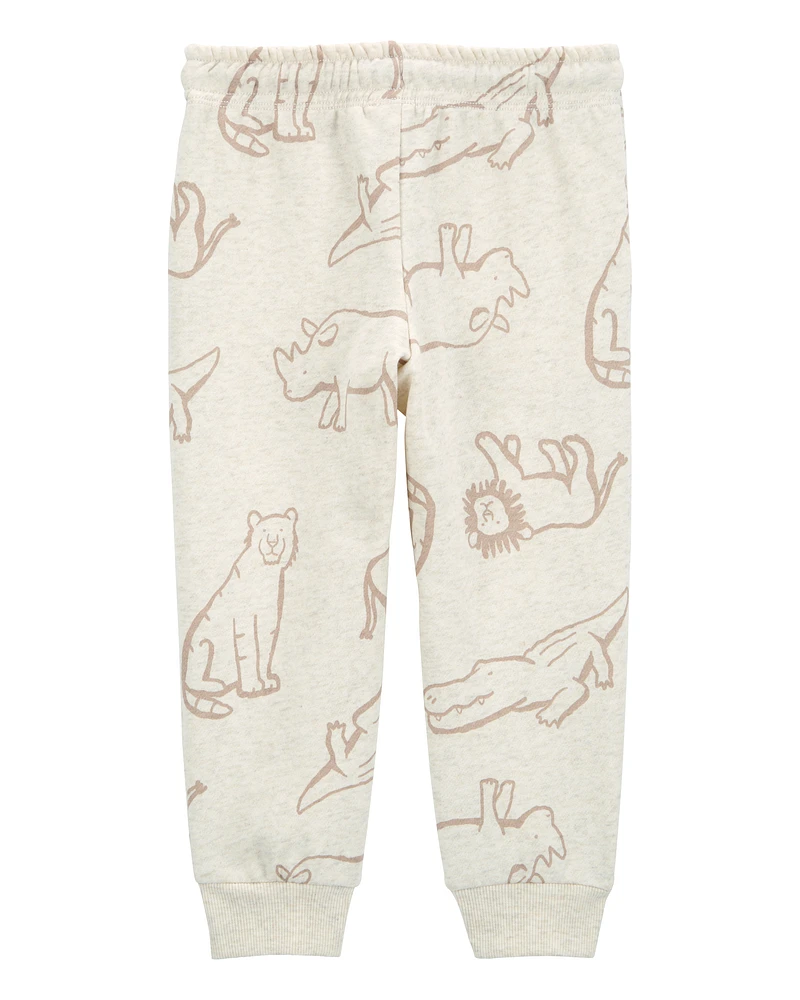 Baby Pull-On Animal Print Fleece Pants - Grey