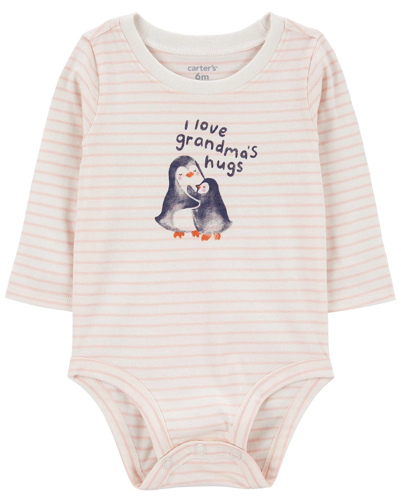 Penguin Grandma's Hugs Long-Sleeve Bodysuit