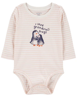 Penguin Grandma's Hugs Long-Sleeve Bodysuit