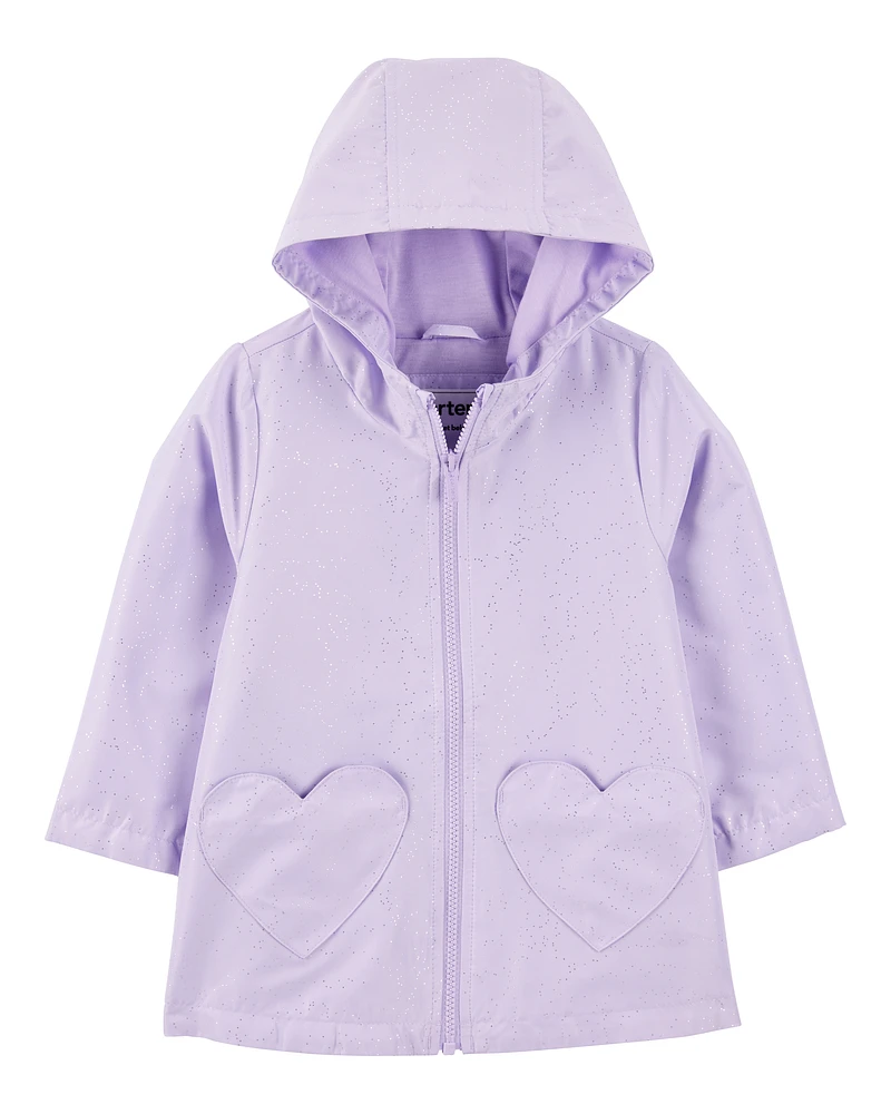 Toddler Heart Pockets Rain Jacket - Purple