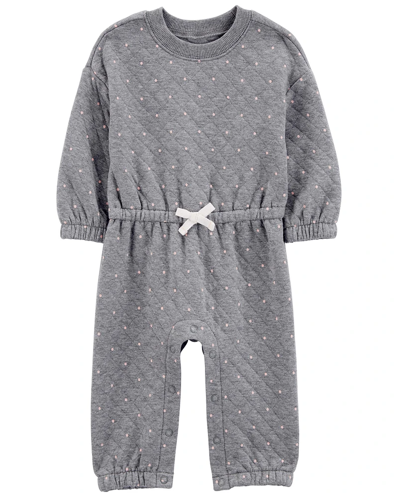 Baby Polka Dot Double-Knit Jumpsuit