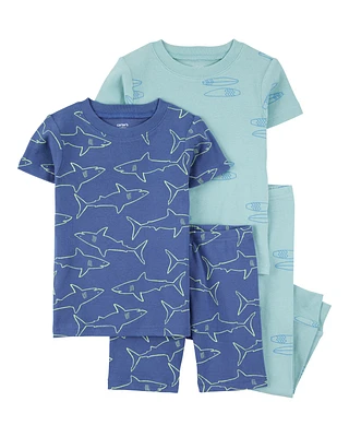 Baby 4-Piece Shark Surfboard 100% Snug Fit Cotton Pyjamas