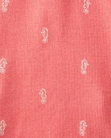 Toddler Organic Cotton Knit Seahorse-Print Romper