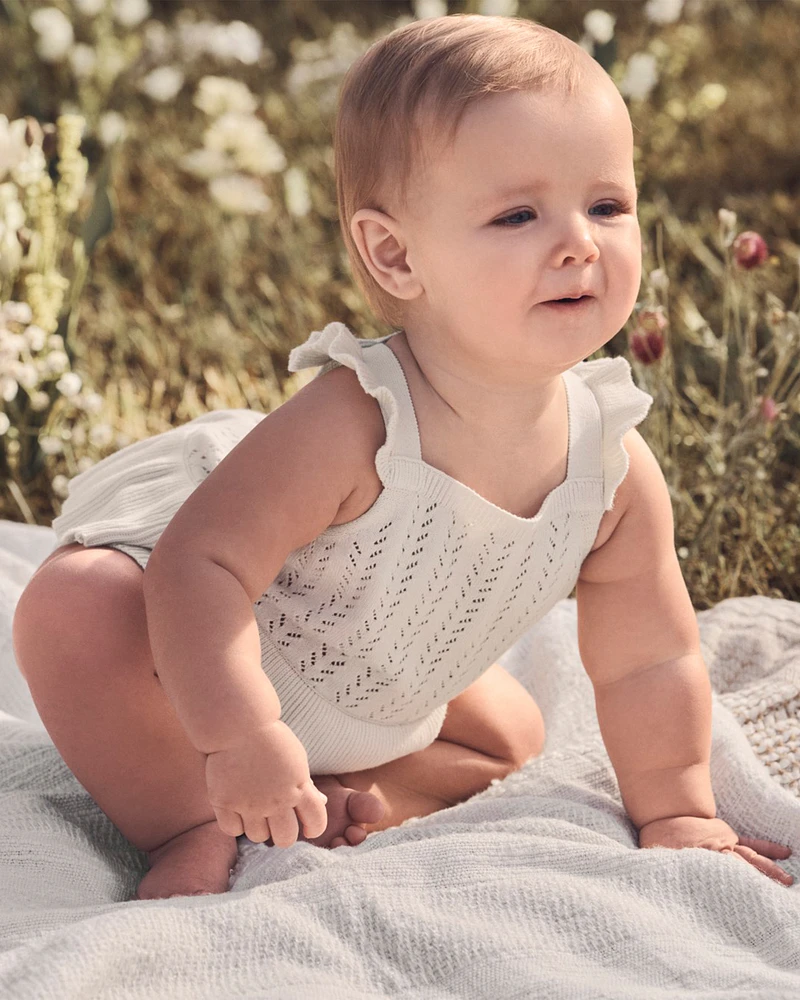 Baby Girl Organic Cotton Pointelle Romper