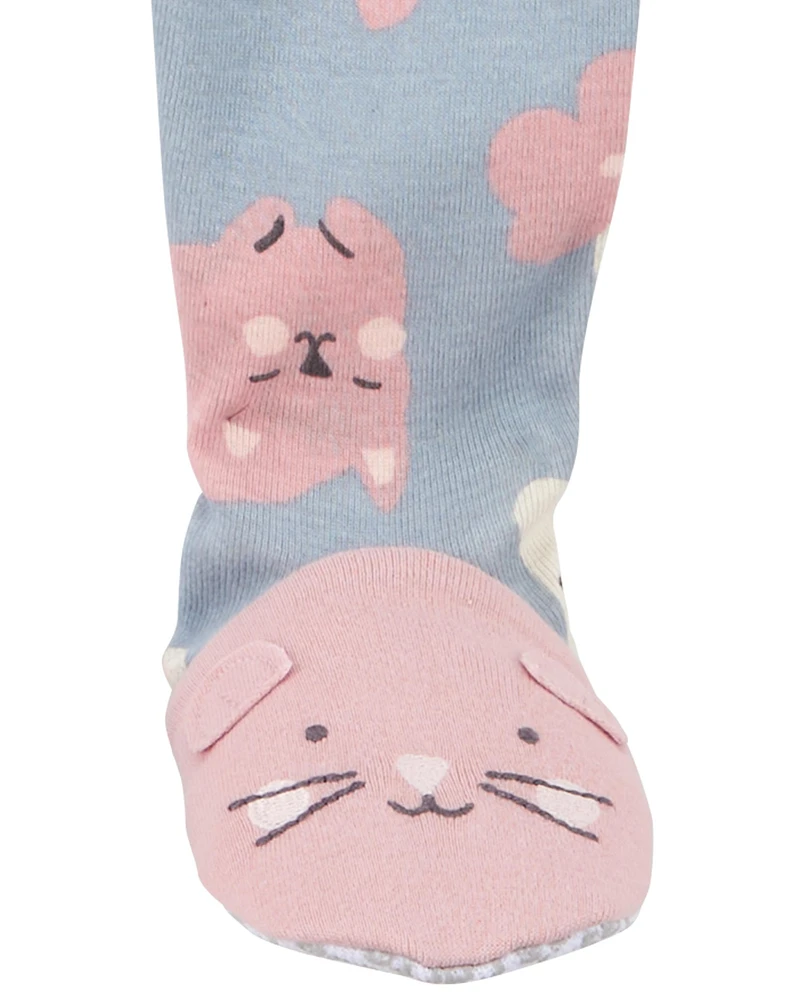 1-Piece Cat 100% Snug Fit Cotton Footie Pajamas