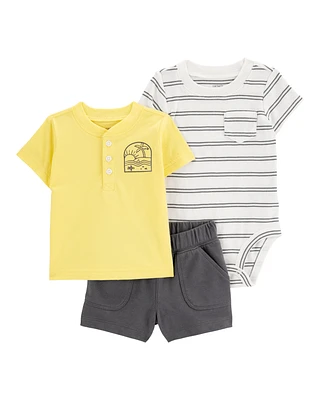 Baby 3-Piece Striped Outfit Set