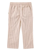 Toddler Striped Pull-On Cotton Pants - Brown