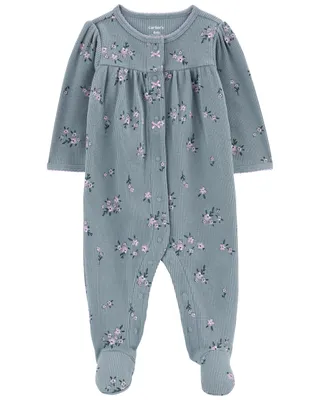 Floral Snap-Up Cotton Sleep & Play Pyjamas