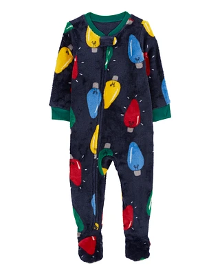 Baby 1-Piece Christmas Lights Velboa Footie Pyjamas