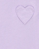 Baby Heart Pocket Short-Sleeve Fashion Top - Purple
