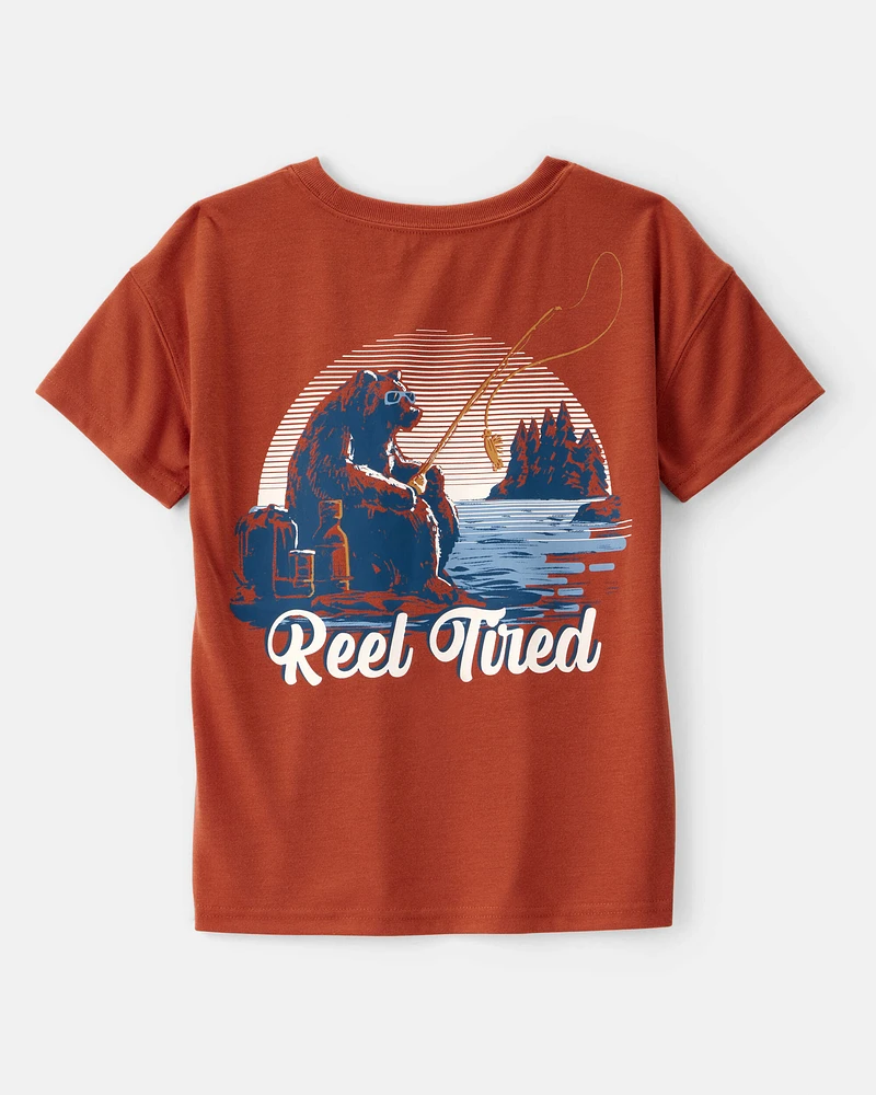 Kid 2-Piece Bear Fishing Loose Fit Pajamas