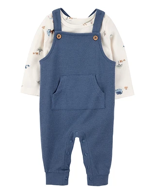 Baby 2-Piece Long-Sleeve Tee & Thermal Coverall Set