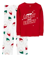 Kid 2-Piece Santa Fleece & Cotton Pyjamas