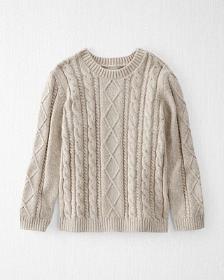 Kid Organic Cotton Cable Knit Sweater Toasted Wheat