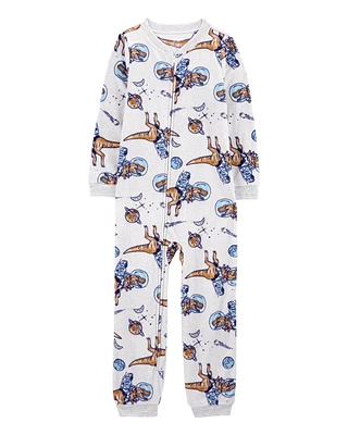 Kid 1-Piece Space Dinosaur Fleece Footless Pyjamas