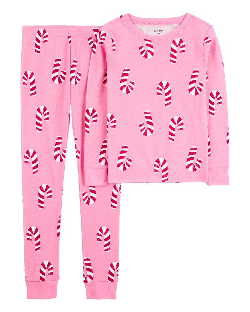 Kid 2-Piece Christmas Candy Cane 100% Snug Fit Cotton Pyjamas