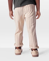 Toddler Striped Pull-On Cotton Pants - Brown