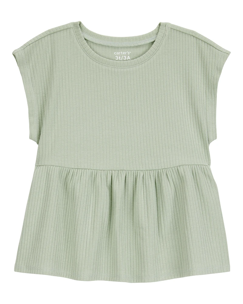 Toddler Short-Sleeve Peplum Tee - Green