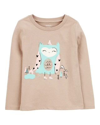 Toddler Owl Cotton Blend Graphic Tee