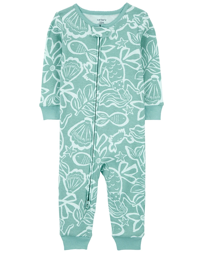 1-Piece Ocean Print 100% Snug Fit Cotton Footless Pyjamas