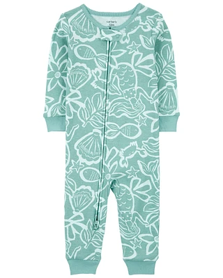 1-Piece Ocean Print 100% Snug Fit Cotton Footless Pyjamas
