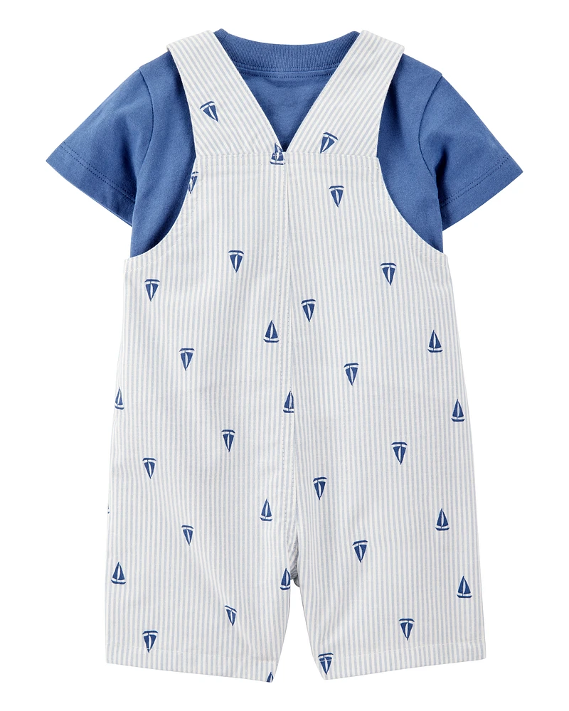 Baby 2-Piece Tee & Sailboat Shortall Set - Blue