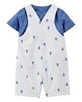 Baby 2-Piece Tee & Sailboat Shortall Set - Blue