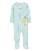 Toddler 1-Piece Polka Dot Pineapple 100% Snug Fit Cotton Footie Pyjamas