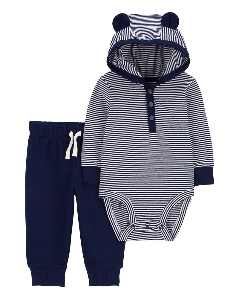 Baby 2-Piece Hooded Bodysuit Pant Set