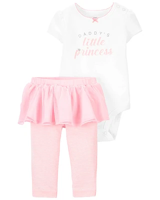 2-Piece Daddy's Princess Bodysuit & Tutu Pant Set