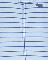 Baby Rhino Striped 2-Way Zip Cotton Sleeper Pyjamas - Blue