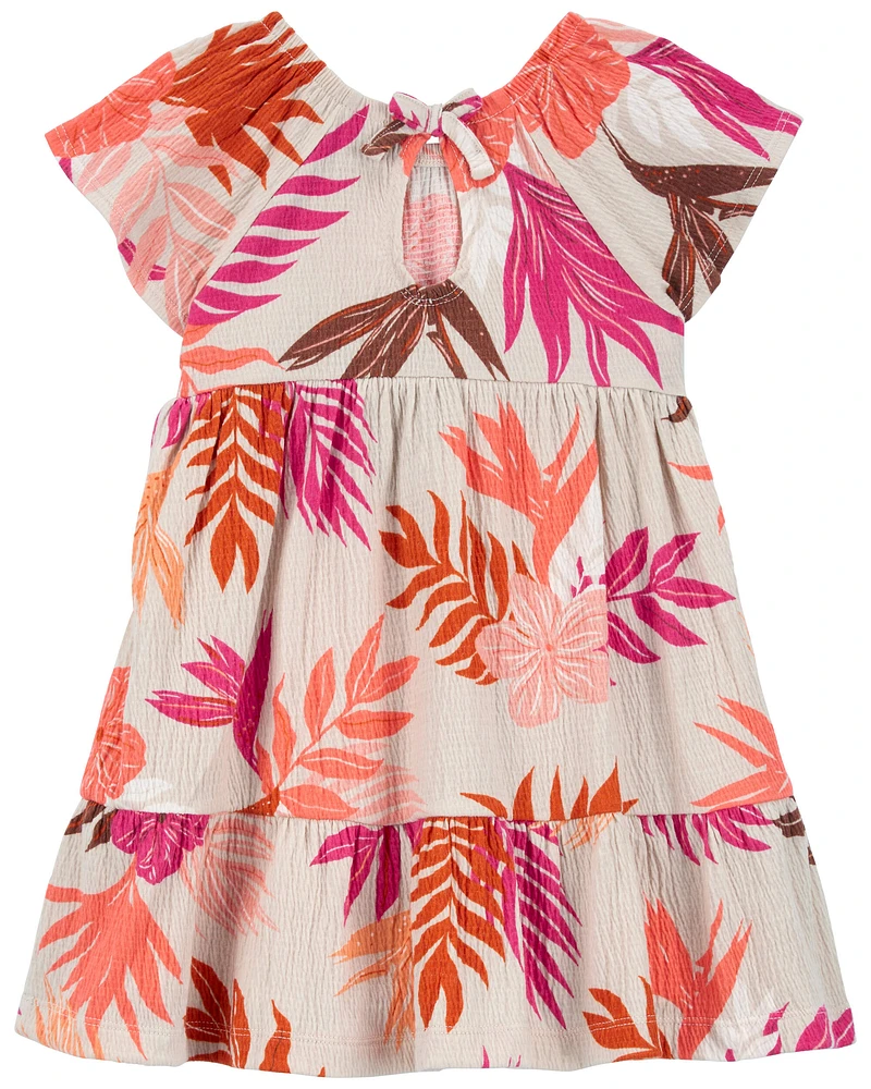 Tropical Crinkle Jersey Dress