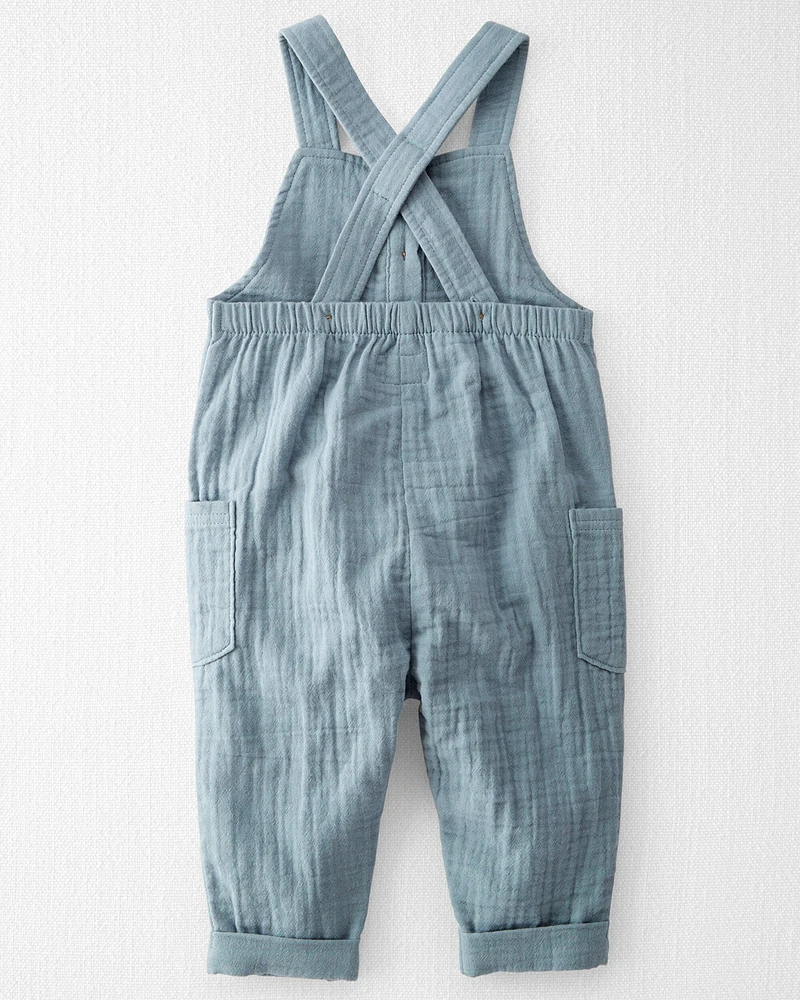 Baby Organic Cotton Gauze Overalls Blue Creek