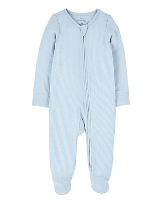 Baby Solid 2-Way Zip PurelySoft Sleeper Pyjamas - Blue