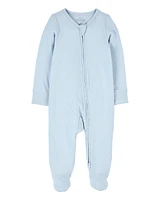 Baby Solid 2-Way Zip PurelySoft Sleeper Pyjamas - Blue