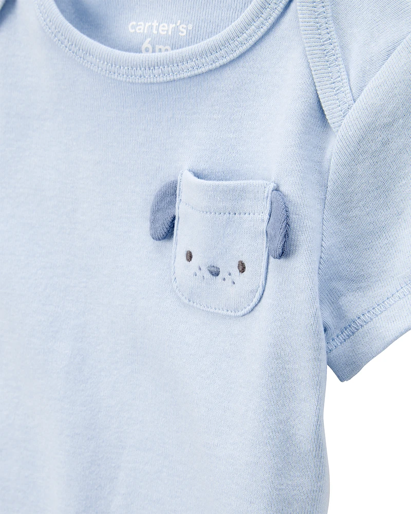Baby 5-Pack Dog Short-Sleeve Cotton Bodysuits