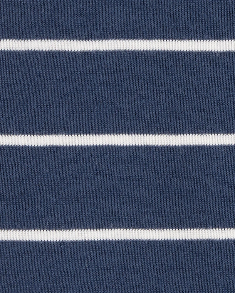 Baby Striped Snug Fit Cotton 1-Piece Pyjamas - Navy