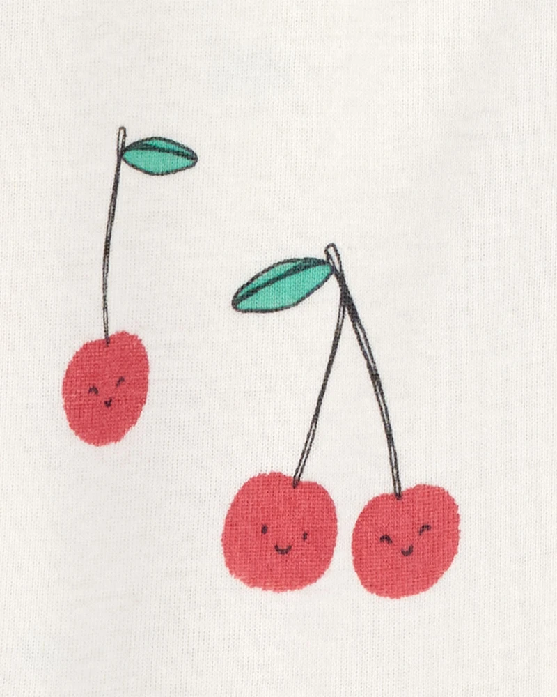 Toddler Girl Cherry Print Snug Fit Cotton Footie 1-Piece Pyjamas