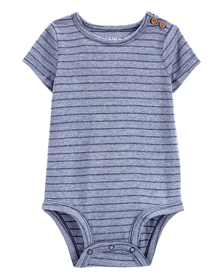 Baby Striped Short-Sleeve Bodysuit - Navy