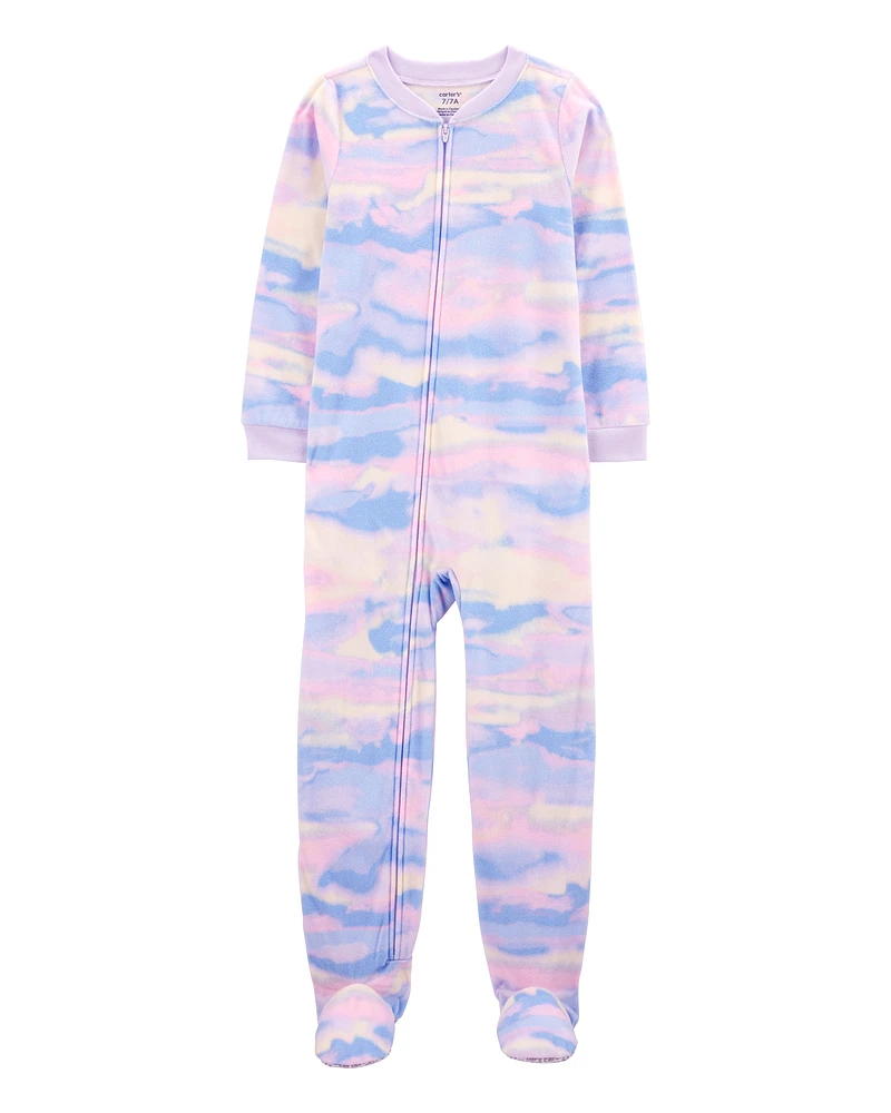 Kid 1-Piece Tie-Dye Fleece Footie Pyjamas