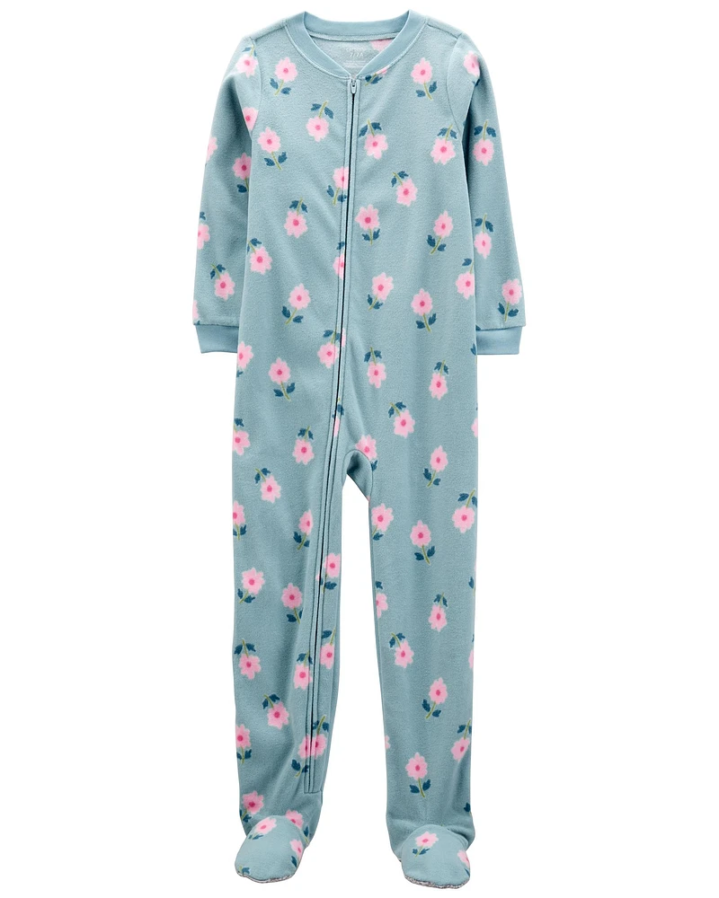 Kid 1-Piece Floral Fleece Footie Pyjamas