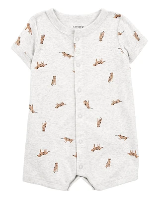 Baby Dog Short-Sleeve Romper - Grey