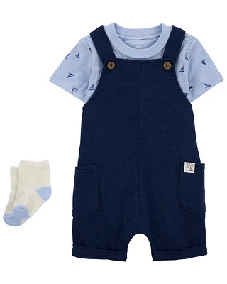 Baby 3-Piece Tee & Shortall Set