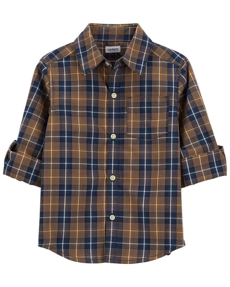 Plaid Button-Front Shirt