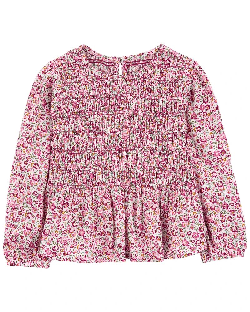 Toddler Pink Floral Babydoll Top