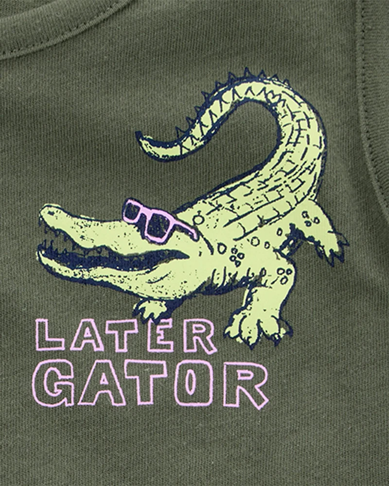Toddler Alligator Graphic Tank - Green
