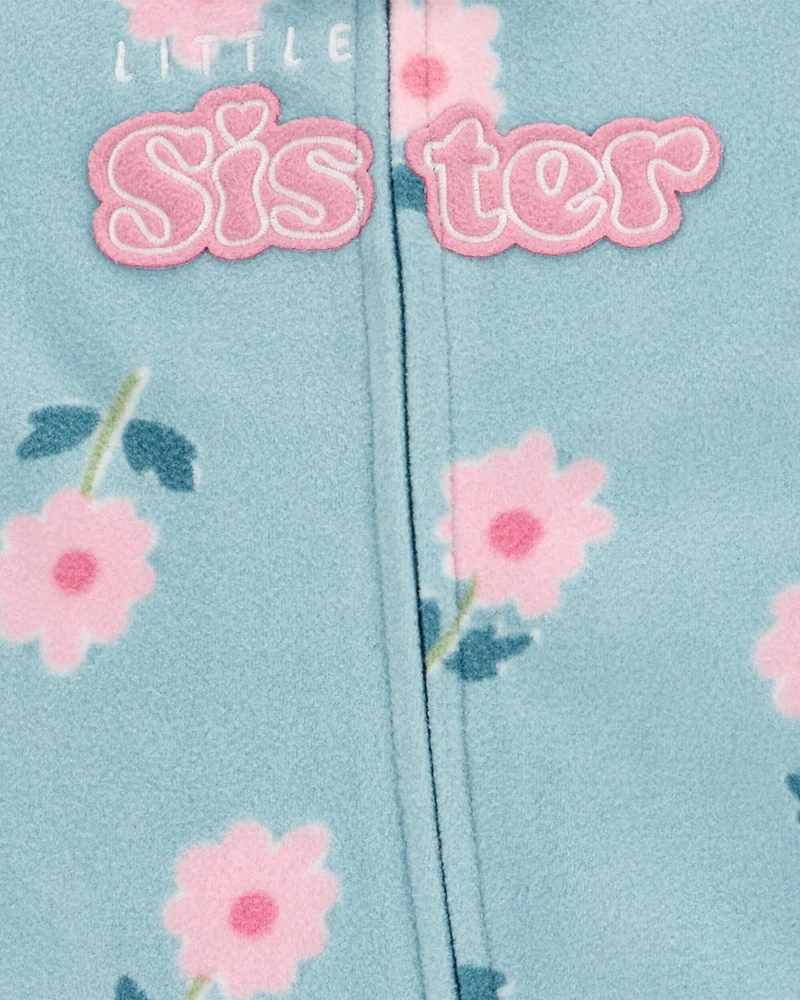 Baby Little Sister Zip-Up Fleece Footie Sleeper Pyjamas