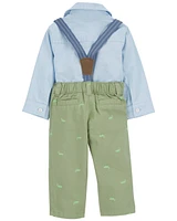 Baby 2-Piece Button-Front Bodysuit and Suspenders Pants Set