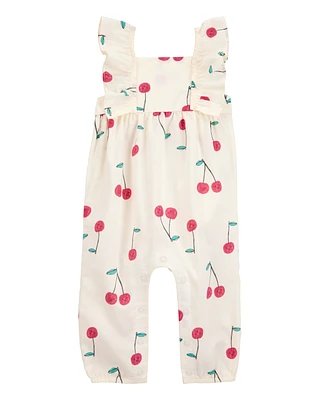 Baby Cherry Flutter Sleeves Jumpsuit-Ivory