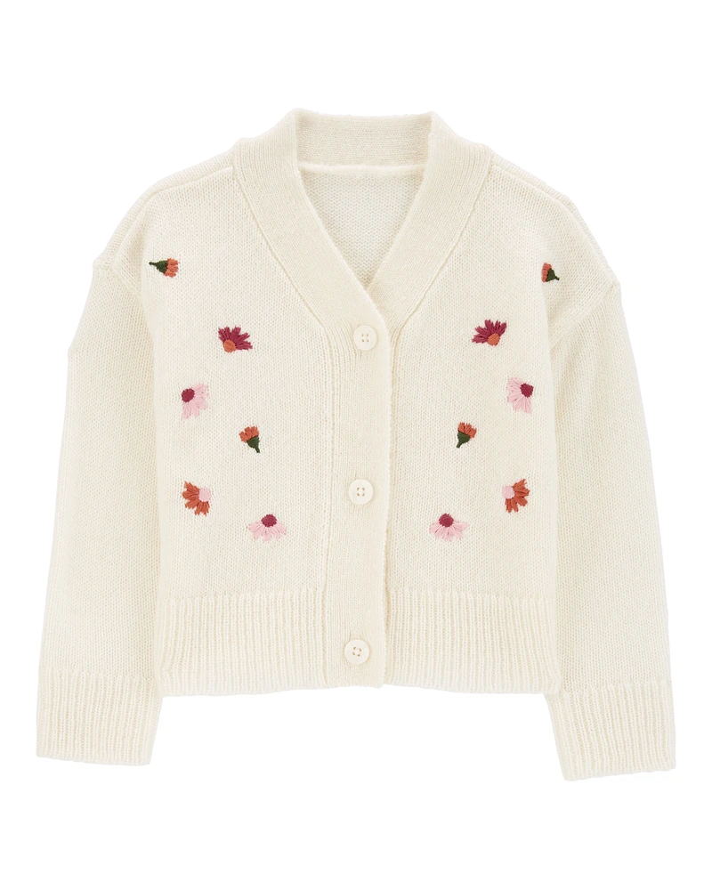 Toddler Floral Sweater Knit Cardigan